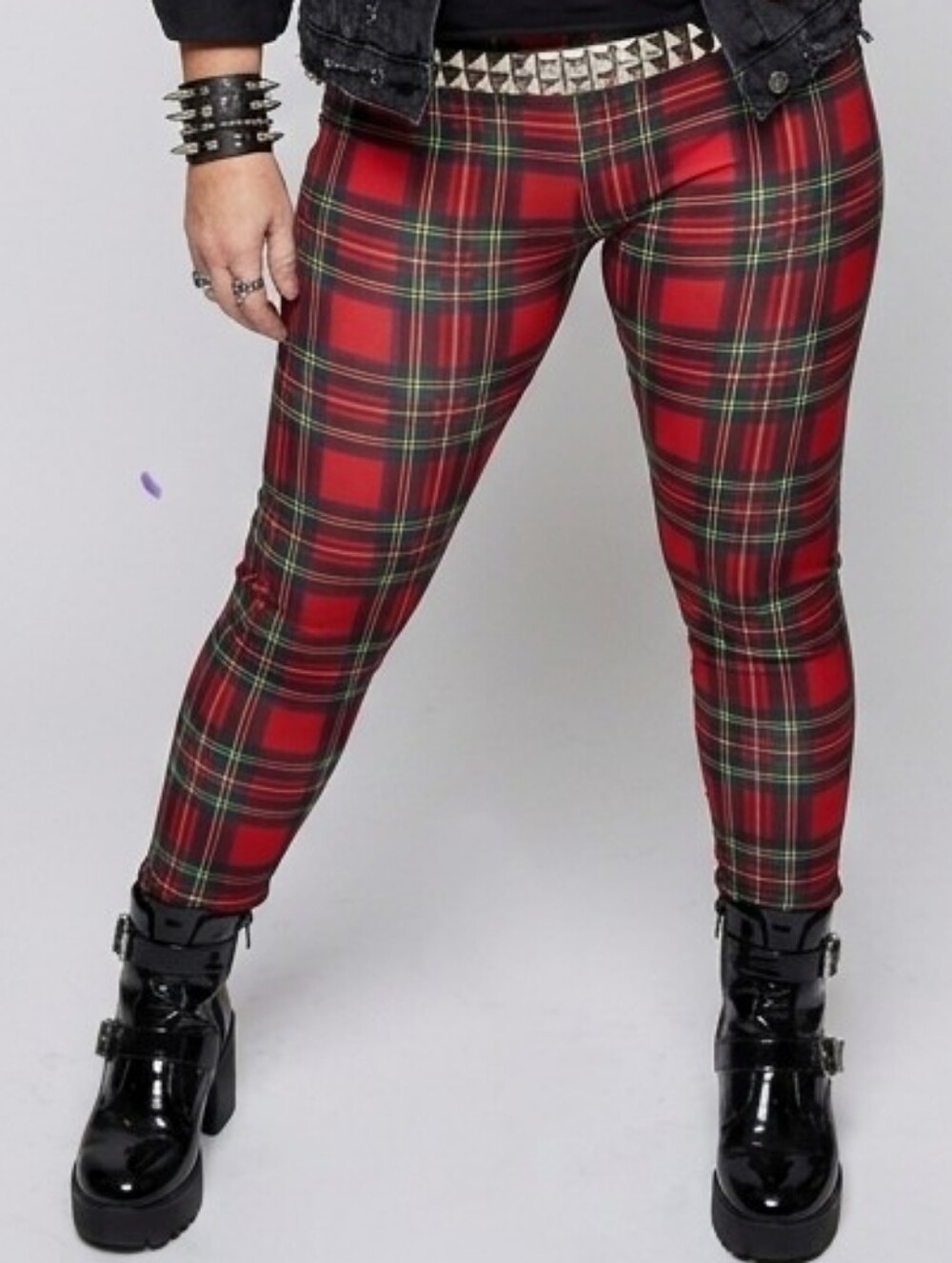 Poprageous Red & Green Tartan Print Leggings Size XL, Plaid, Punk